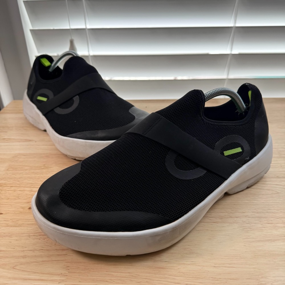 OOFOS OOmg Low Sneakers Men's Black‎ Mesh Slip-On Sport Shoes Comfort - 13